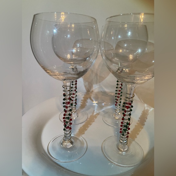 Set of 4 Lenox Festive Balloon Glasses with beads on stems - Picture 7 of 13